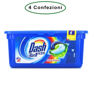 Dash allin1 pods detersivo per lavatrice salva colore 4 confezioni da 30 capsule