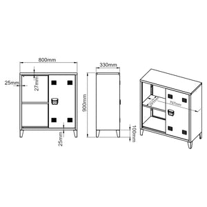 Armadietto da Ufficio Oripà¤à¤ in Acciaio 90 x 80 x 33 cm Nero [en.casa]