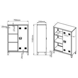 Armadietto da Ufficio Oripää in Acciaio 110 x 75 x 33 cm Bianco [en.casa]