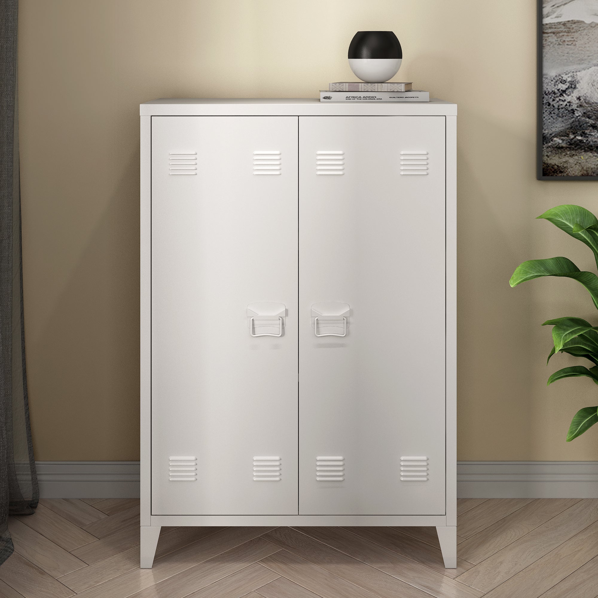 Armadietto da Ufficio Oripää in Acciaio 110 x 75 x 33 cm Bianco [en.casa]