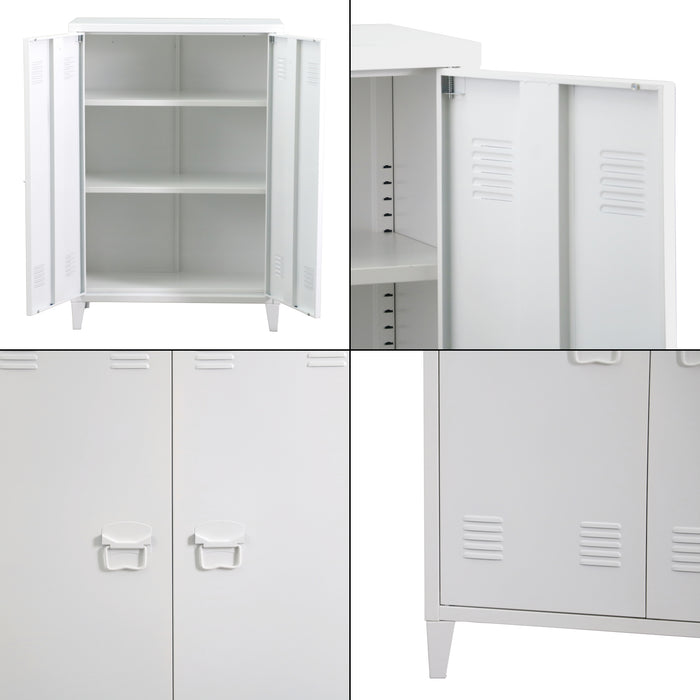 Armadietto da Ufficio Oripää in Acciaio 110 x 75 x 33 cm Bianco [en.casa]