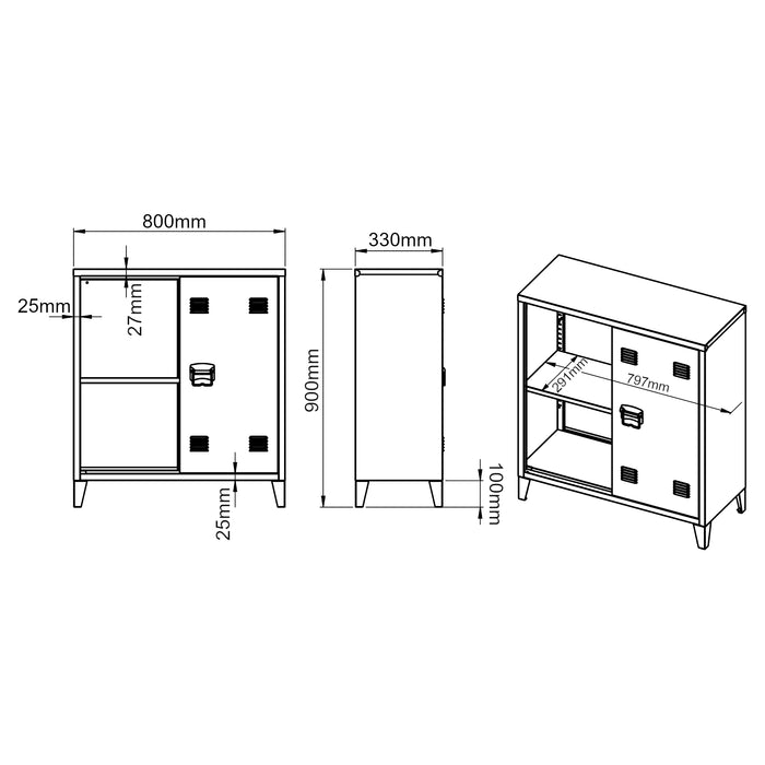 Armadietto da Ufficio Oripää in Acciaio 90 x 80 x 33 cm Blu Grigiastro [en.casa]