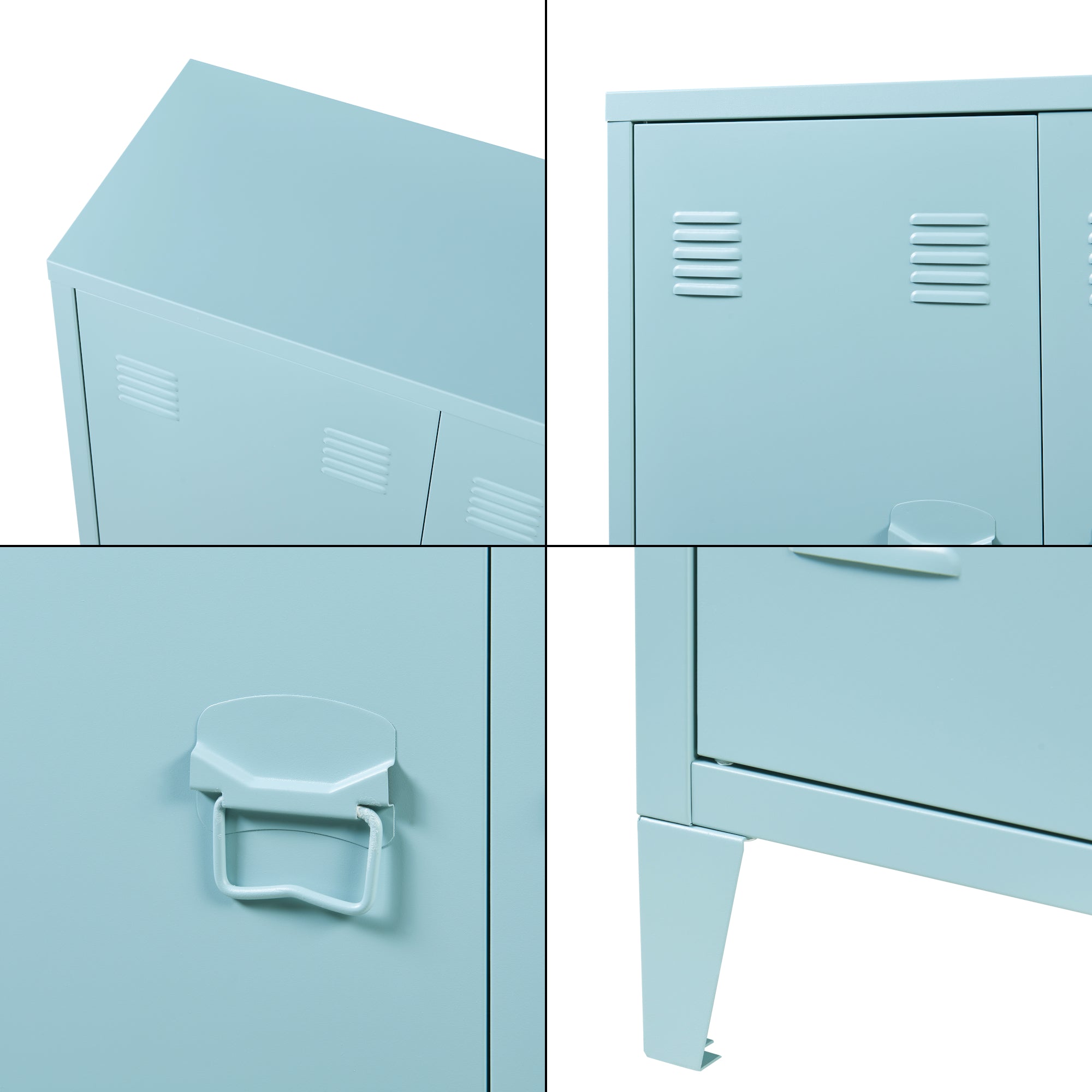 Armadietto da Ufficio Oripää in Acciaio 90 x 80 x 33 cm Blu Grigiastro [en.casa]