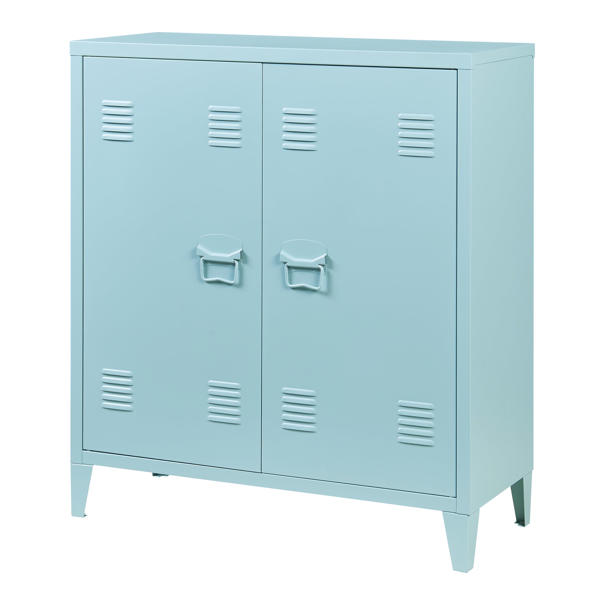 Armadietto da Ufficio Oripää in Acciaio 90 x 80 x 33 cm Blu Grigiastro [en.casa]