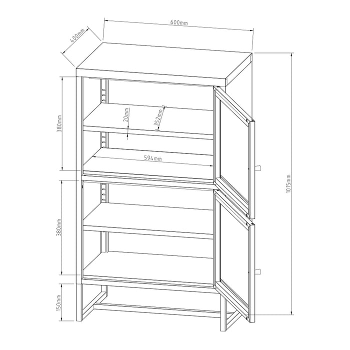 Armadietto da Stoccaggio Sund in Acciaio 102 x 60 x 40 cm Grigio [en.casa]