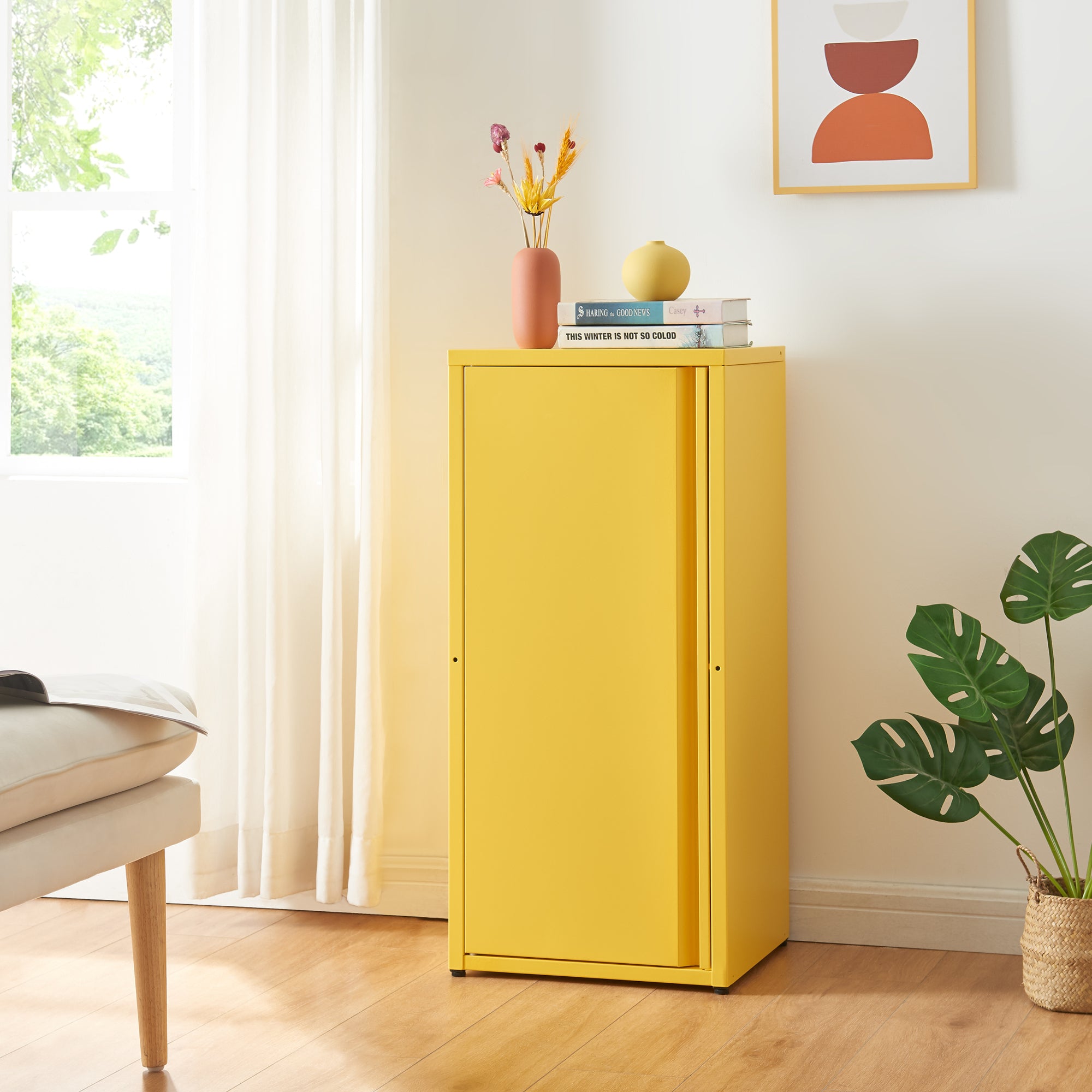 Armadio a Colonna Burlöv in Metallo Mobile per Archivio 88 x 40 x 35 cm Giallo [en.casa]