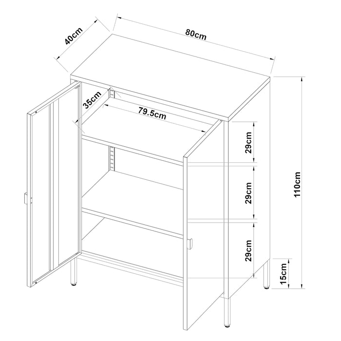 Armadio da Ufficio Hailuoto per Archivio 110 x 80 x 40 cm Acciaio Grigio chiaro [en.casa]