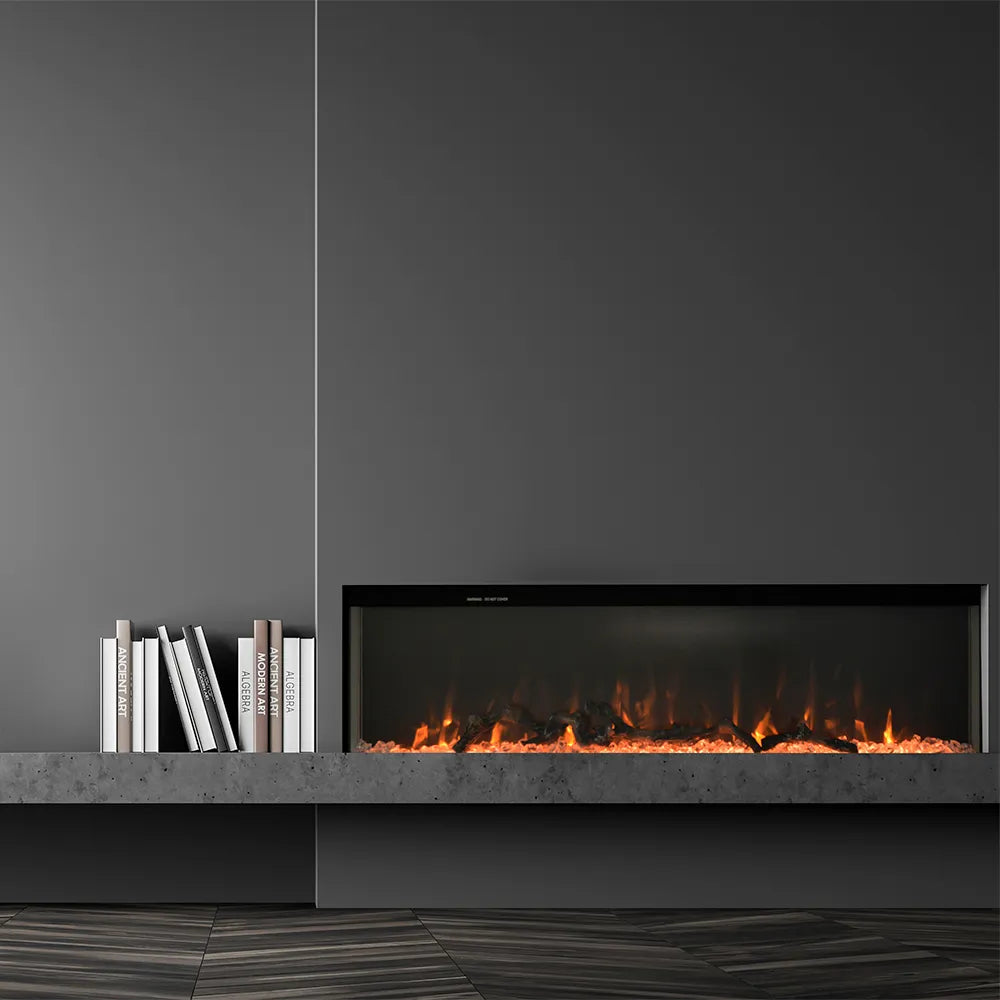 Caminetto elettrico ALARO NERO TEMPO STYLE con cornice di legno effetto fuoco 3 colorazioni 750 - 1.500 W