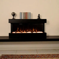 Caminetto elettrico ALARO NERO TEMPO STYLE con cornice di legno effetto fuoco 3 colorazioni 750 - 1.500 W