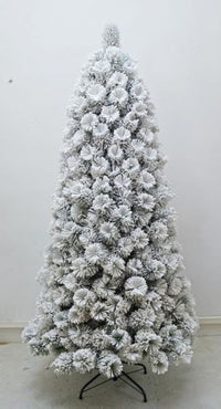 Albero di natale innevato cortina new top slim h.210 apertura ad ombrello in pvc+needle