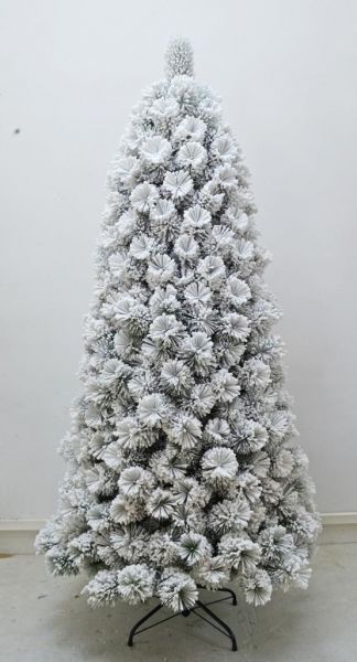 Albero di natale innevato cortina new top slim h.210 apertura ad ombrello in pvc+needle