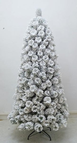 Albero di natale innevato cortina new top slim h.240 apertura ad ombrello in pvc+needle