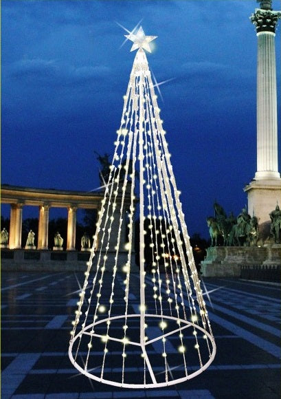 Albero luminoso 3d con stella 576 led a luce bianco freddo dimensioni 80x200 cm 98712