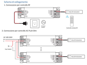 Alimentatore Dimmerabile CV 12V 40W Con Pulsante N.O. e Telecomando RF 2.4G Per Striscia Led 12V PB-40-12