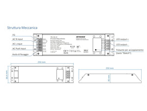 Alimentatore Dimmerabile CV 24V 150W Con Pulsante N.O. e Telecomando RF 2.4G Per Striscia Led 24V PH-150-24