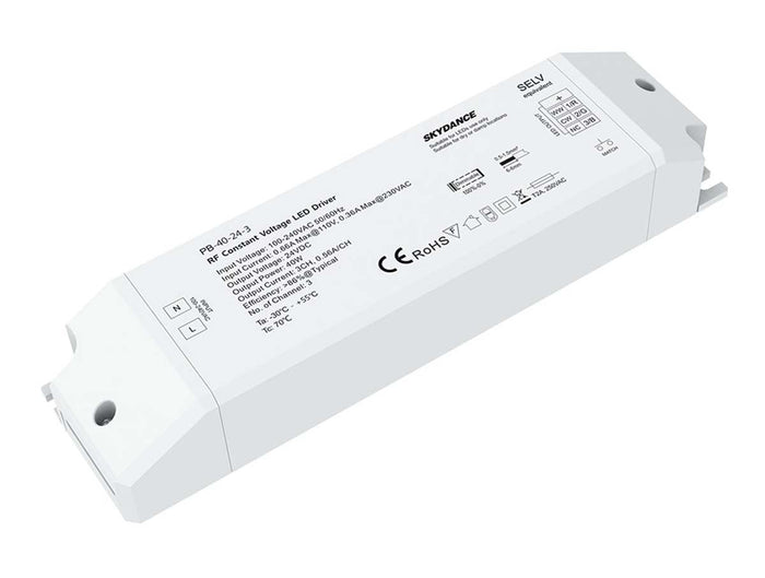 Alimentatore Dimmerabile CV 24V 40W 3 Canali Con Telecomando RF 2.4G Per Striscia Led 12V PB-40-24-3