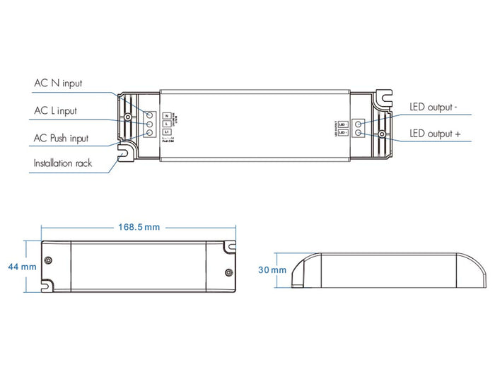 Alimentatore Dimmerabile CV 24V 40W Triac + Pulsante N.O. Varialuce Su 220V Per Striscia Led 24V TE-40-24