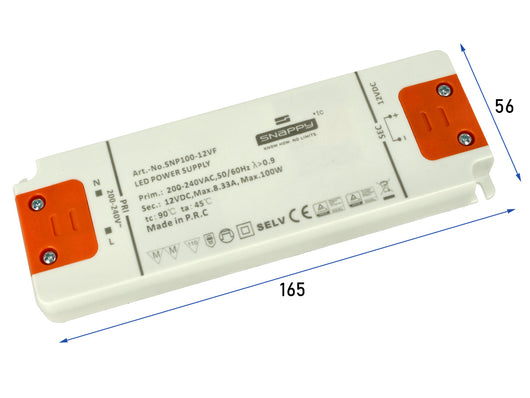 Alimentatore Trasformatore Slim 12V 100W 8,33A 17mm SNAPPY SNP100-12VF