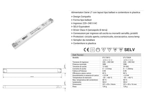 Alimentatore Ultra Slim Sottile 30W 24V Trasformatore CV Per Striscia Led Profili Alluminio