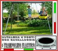 Altalena 4 posti con cavalluccio e trampolino elastico, kit parcogiochi per bambini Sicorage Slolle