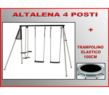 Altalena 4 posti con cavalluccio e trampolino elastico, kit parcogiochi per bambini Sicorage Slolle