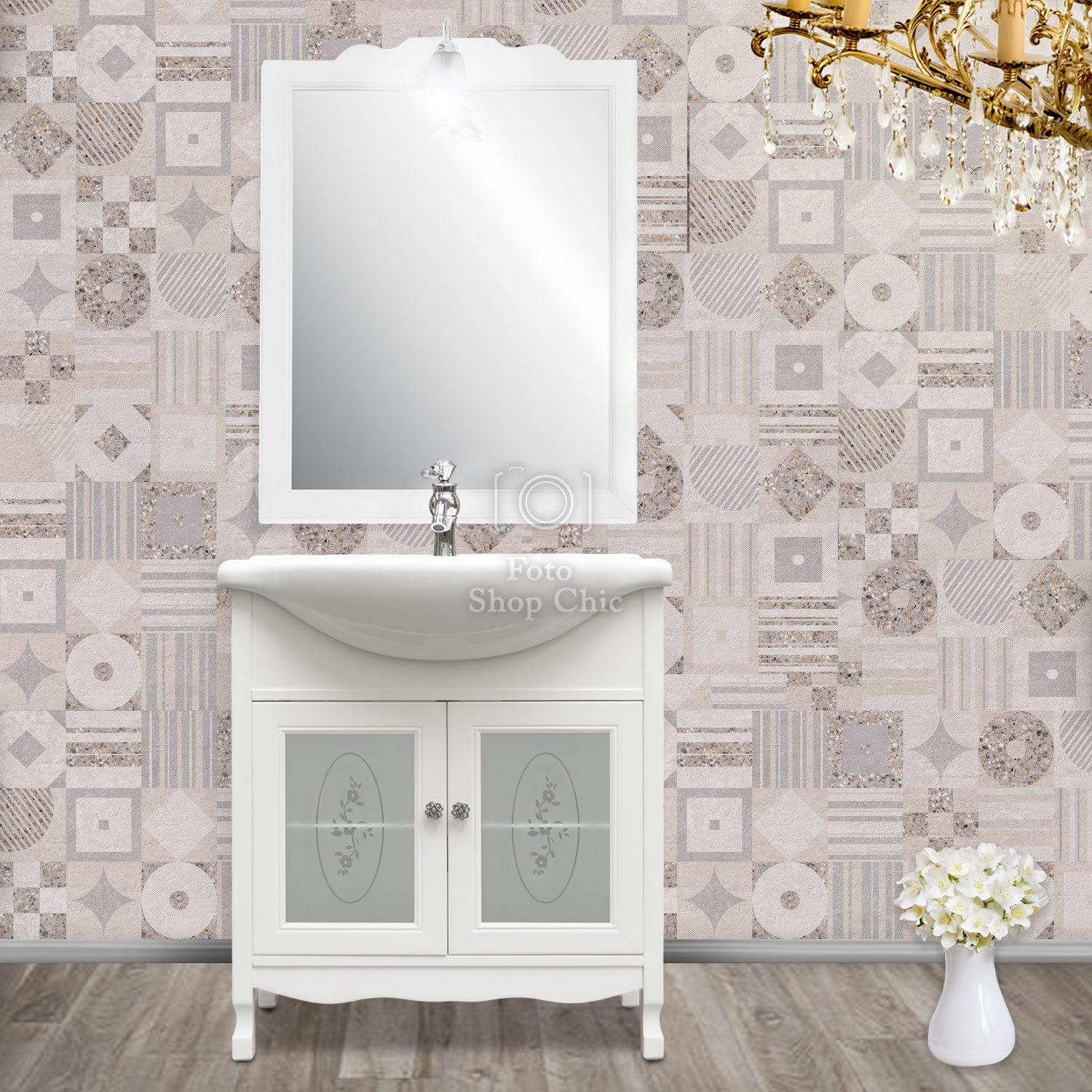 Mobile bagno lavabo shabby per piccoli spazi - 65 cm