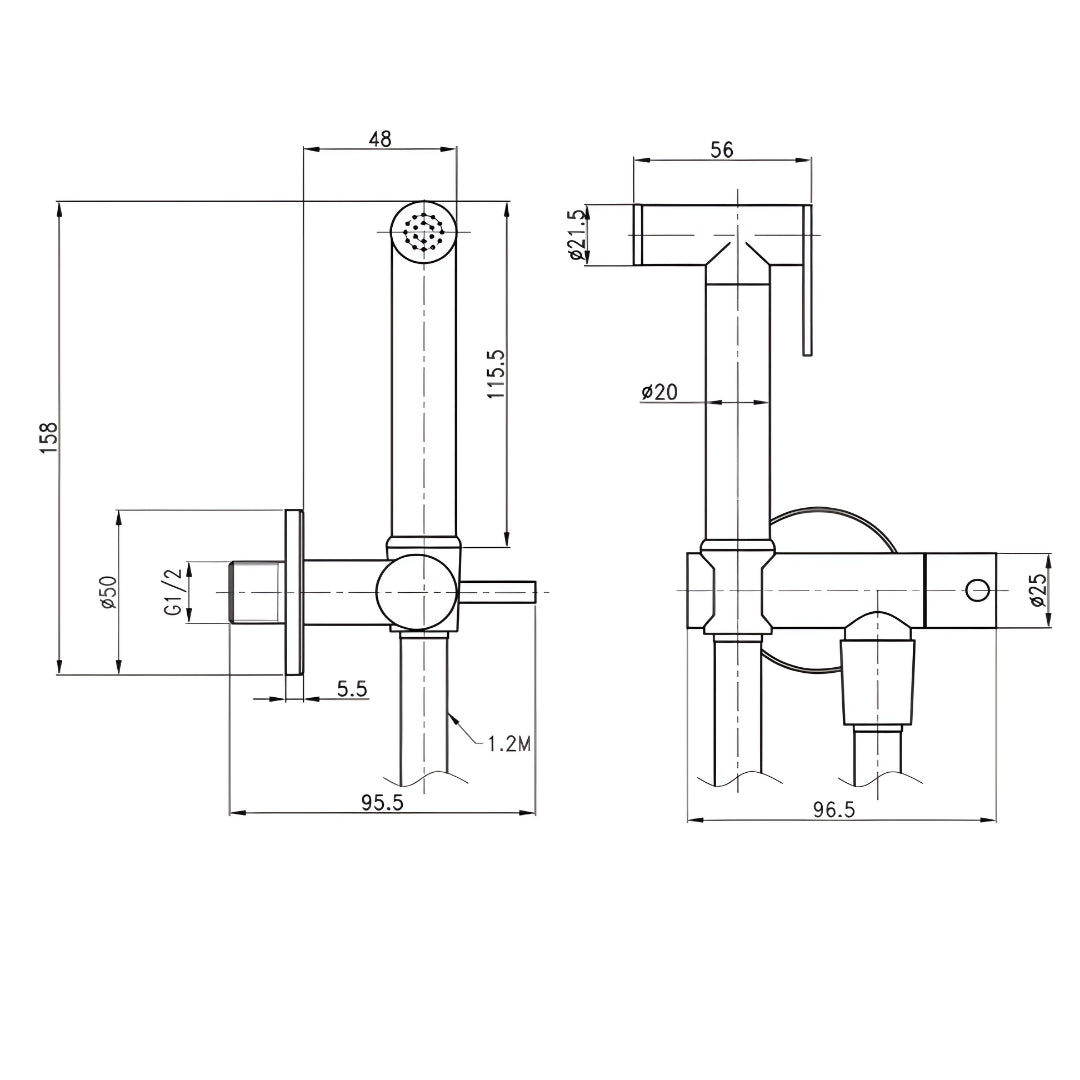 Idroscopino wc doccetta ottone portatile shutoff monogetto con leva ogomondo kit *** finitura- oro bronzato spazzolat...