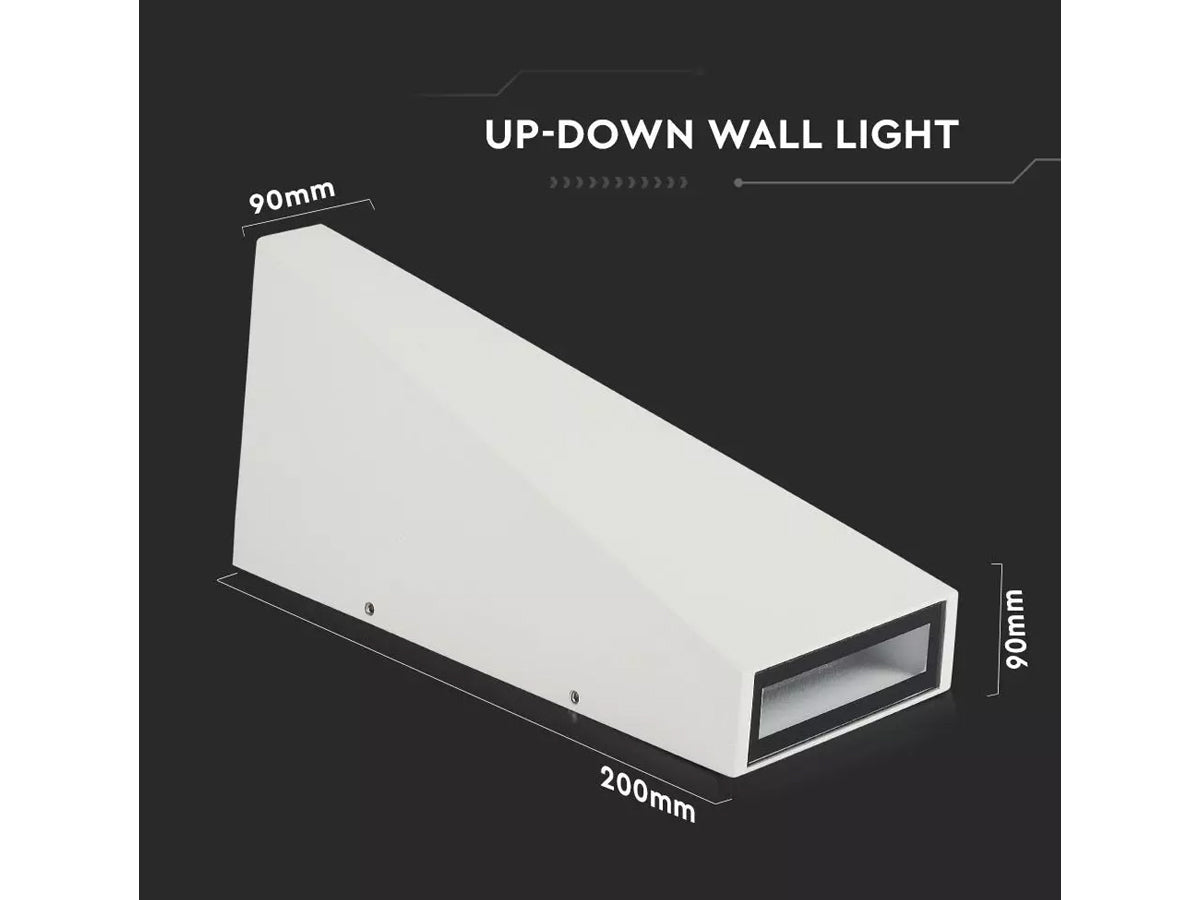 Applique Lampada LED da Muro Piramide 6W 4000K Carcassa Bianca Doppio Fascio Luminoso Up-Down IP65 SKU-8296