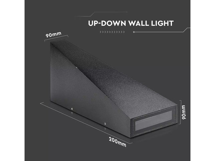 Applique Lampada LED da Muro Piramide 6W 4000K Carcassa Nera Doppio Fascio Luminoso Up-Down IP65 SKU-8298