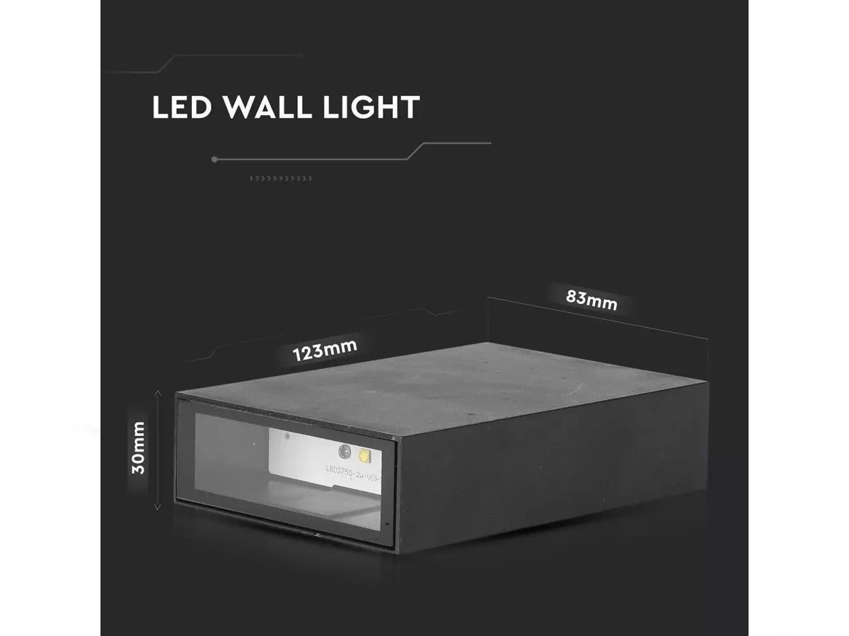 Applique Lampada LED da Muro Rettangolare 4W Colore Nero 3000K IP65 Esterno Up-Down SKU-218561