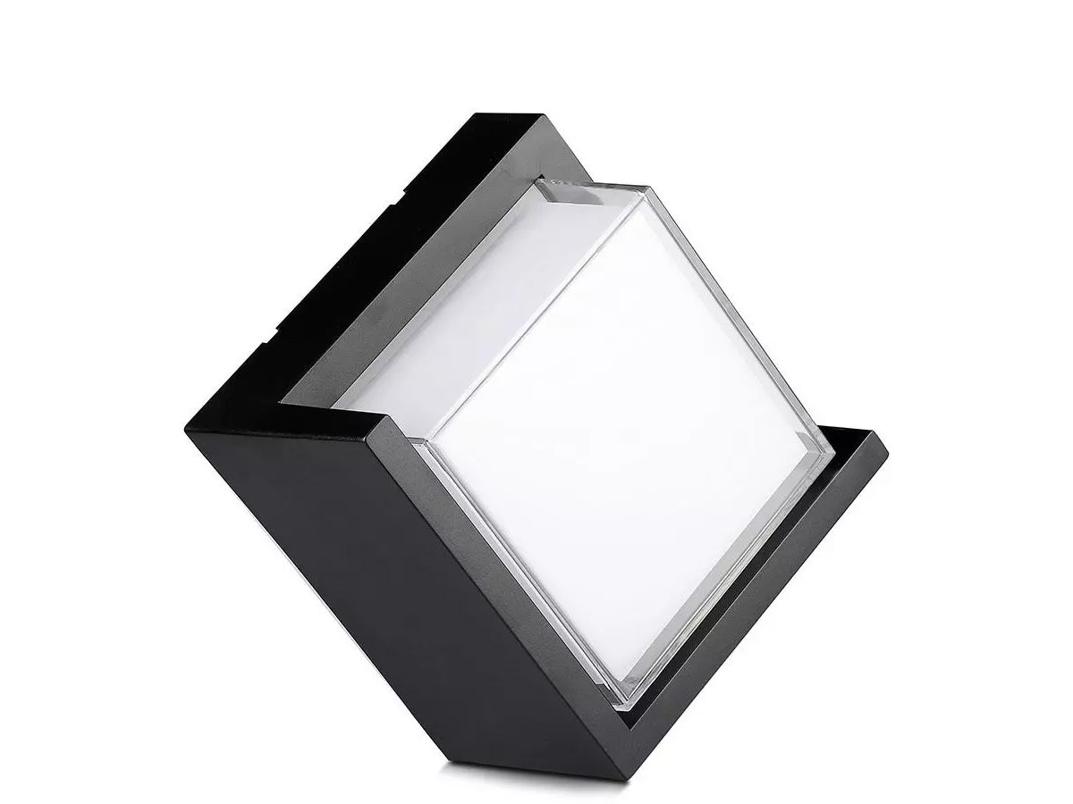 Applique Lampada Led Da Muro Parete Quadrato Neutro 4000K 12W Con Diffusore Semicoperto Colore Nero SKU-218540