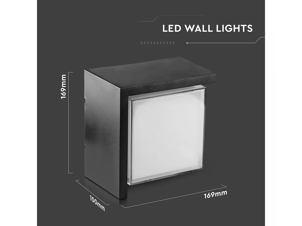 Applique Lampada Led Da Muro Parete Quadrato Neutro 4000K 12W Con Diffusore Semicoperto Colore Nero SKU-218540