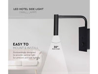 Applique Lampada Led Da Parete Hotel Per Lettura 3W 3000K Con Interruttore e Caricatore USB 5V 2A Colore Nero SKU-211487