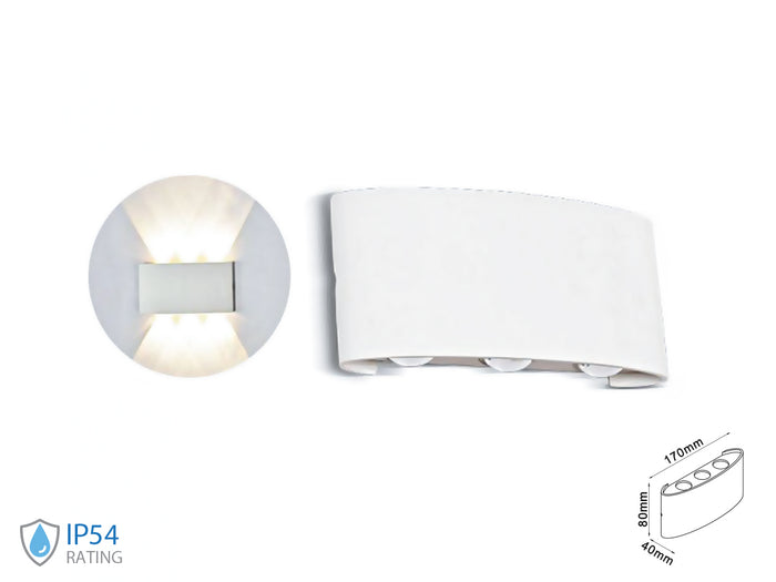 Applique Led Da Parete 6W Neutro 4000K Carcassa Bianca Doppio Illuminazione Up-Down IP54 SKU-218614