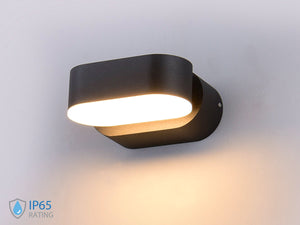 Applique Led Da Parete Dayna 6W 3000K Carcassa Nera Ovale Orientabile 360 Gradi IP65 SKU-218288