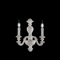 Applique in legno bianco shabby 2 luci Leonardo