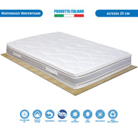 Materasso waterfoam Argentina H25 per letto piazza e mezza aloe vera silver, antistatico e rilassante - Comprarredo