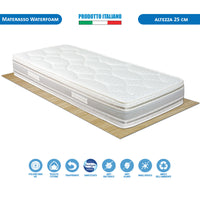 Materasso waterfoam Argentina H25 per letto singolo 80x190 aloe vera silver, antistatico e rilassante - Comprarredo