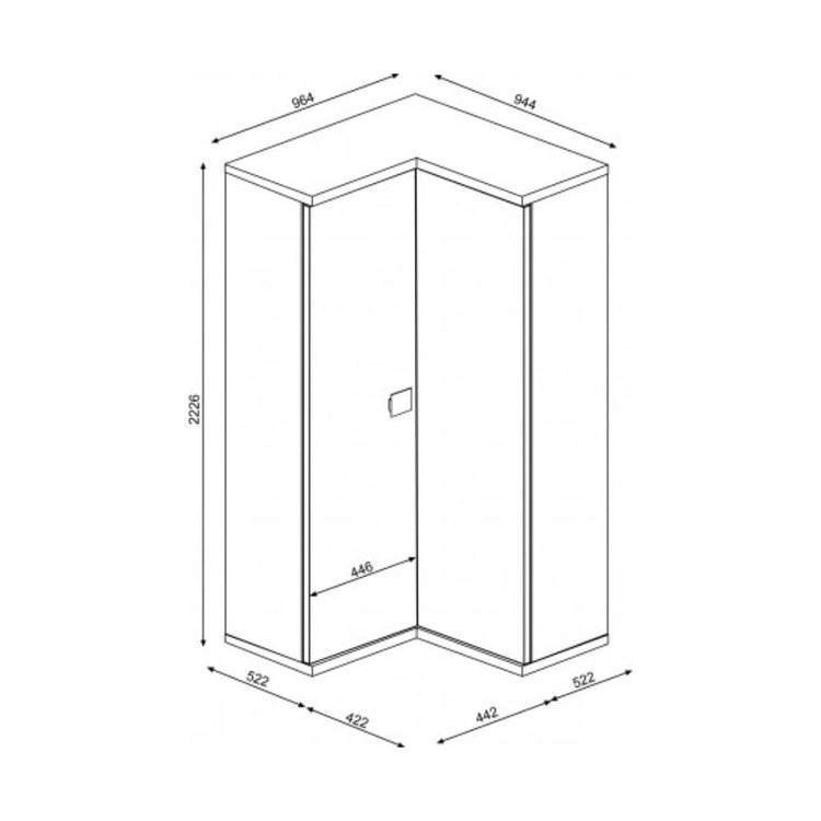 Armadio 98x96x223h angolare bianco consumato celeste