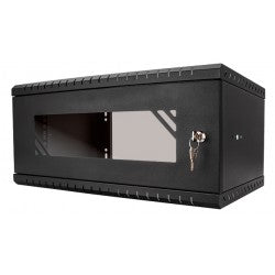 Armadio Rack 19'' 4U 450mm Quadro a Parete Nero con Sportello in Metallo