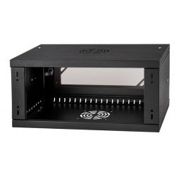 Armadio Rack 19'' 4U 450mm Quadro a Parete Nero con Sportello in Metallo