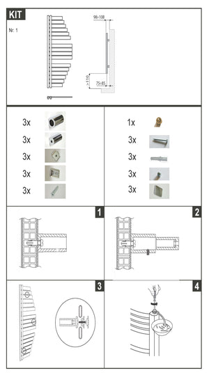 Radiatore ad acqua Asia 1100 mm x 483 mm Bianco Ral 9016