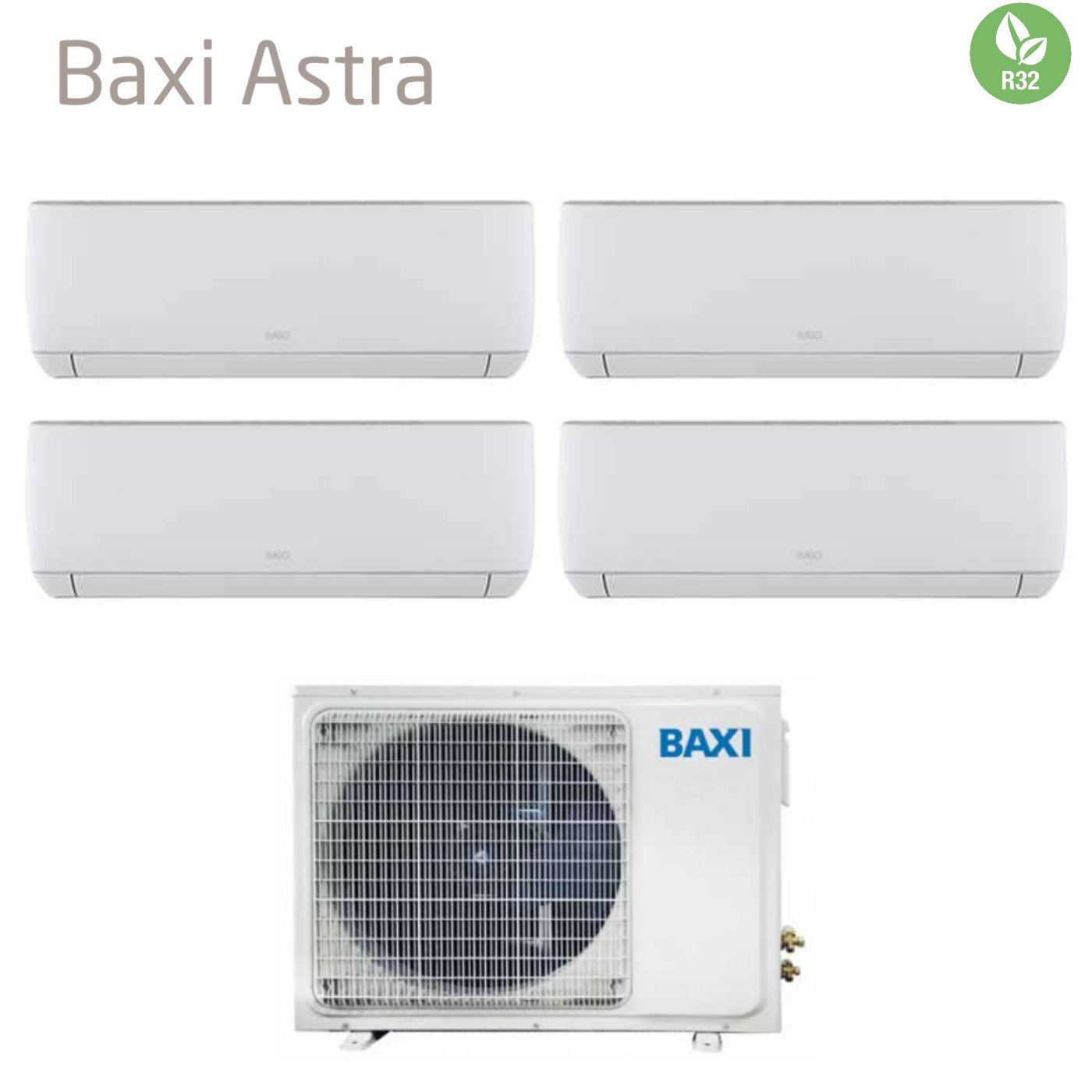 Climatizzatore Condizionatore Baxi Quadri Split Inverter Serie Astra 7+7+12+12 con LSGT100-4M R-32 Wi-Fi Optional 7000+7000+12000+12000 - Novità