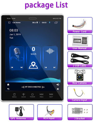 Autoradio a doppio Din per auto Android da 9,5 pollici con touchcreen verticale radio FM Bluetooth GPS WiFi + Telecamera