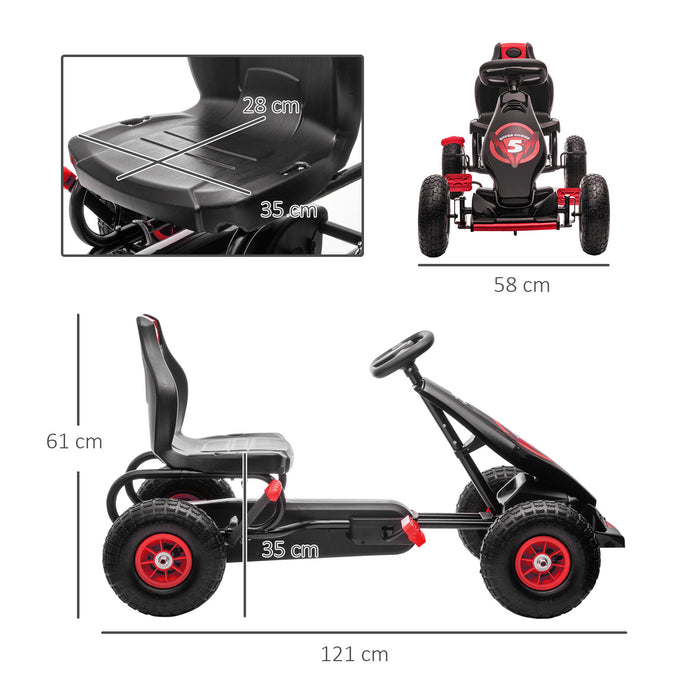 Go-Kart a Pedali per Bambini con Sedile Regolabile Rosso