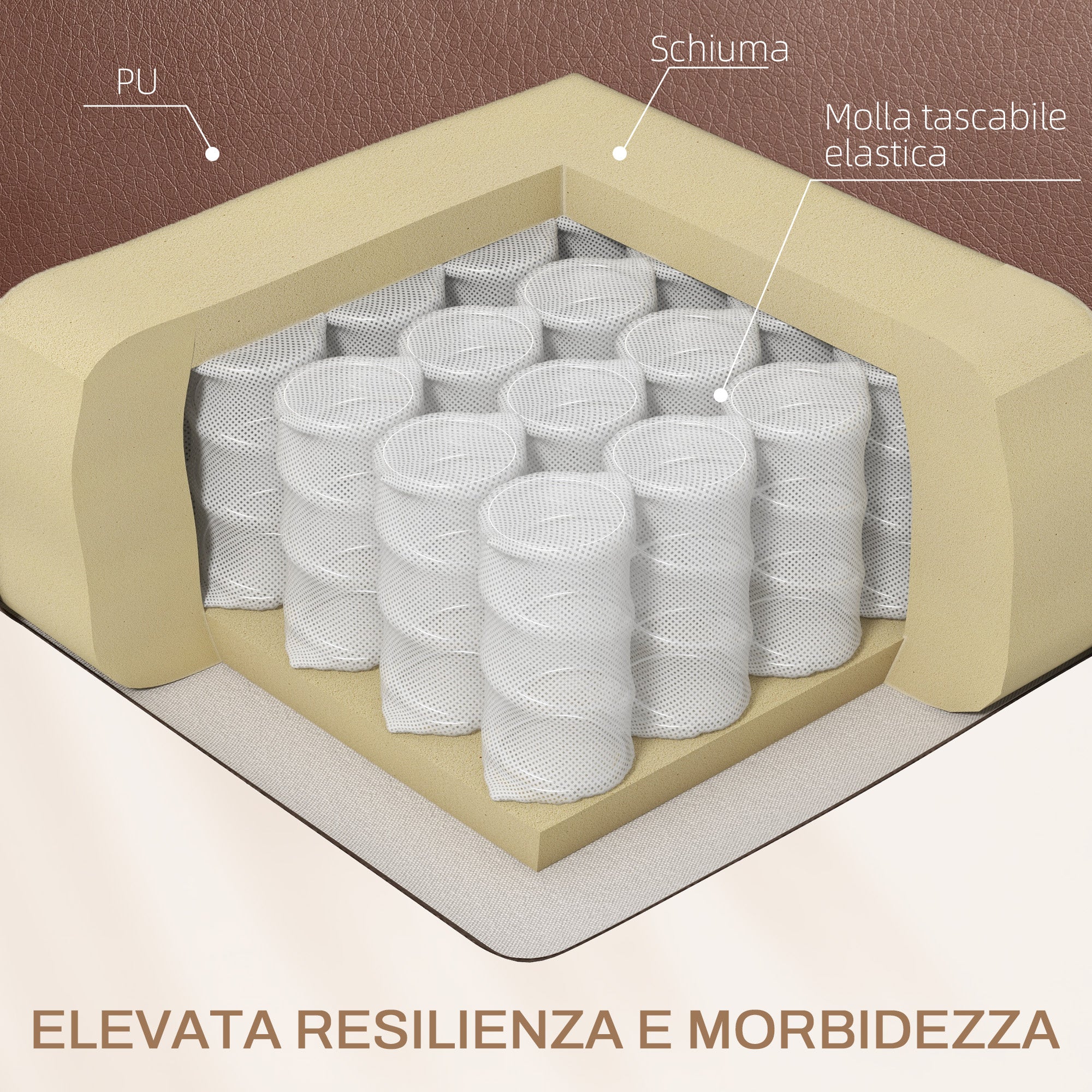 Poltrona Relax Massaggiante 97x92X104 cm Reclinabile e Riscaldante con 8 Punti Massaggianti Marrone