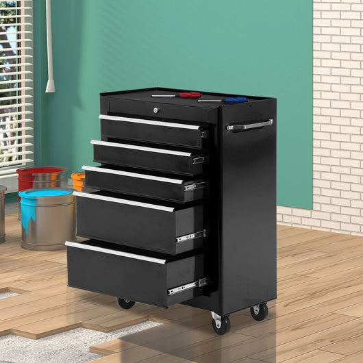 Easycomfort Carrello Porta Utensili Attrezzi Attrezzatura con Cassettiera Nero 61.5 x 33 x 82.5cm