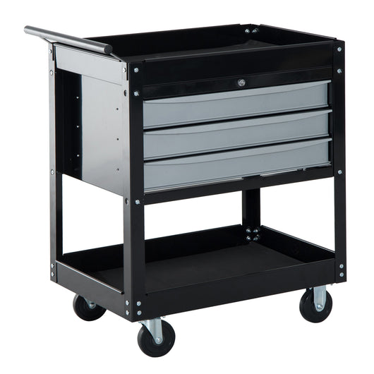 Easycomfort Carrello da Officina Professionale Cassettiera Portautensili in Lamiera, Nero, 68 x 46 x 88cm