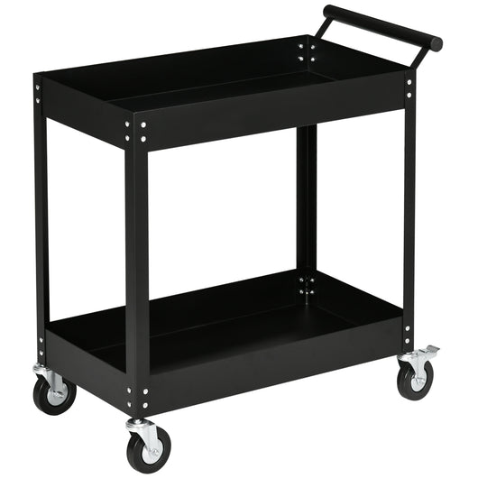 Easycomfort DURHAND Carrello Porta Attrezzi a 2 Ripiani in Acciaio, 84.5x38x84cm, Nero