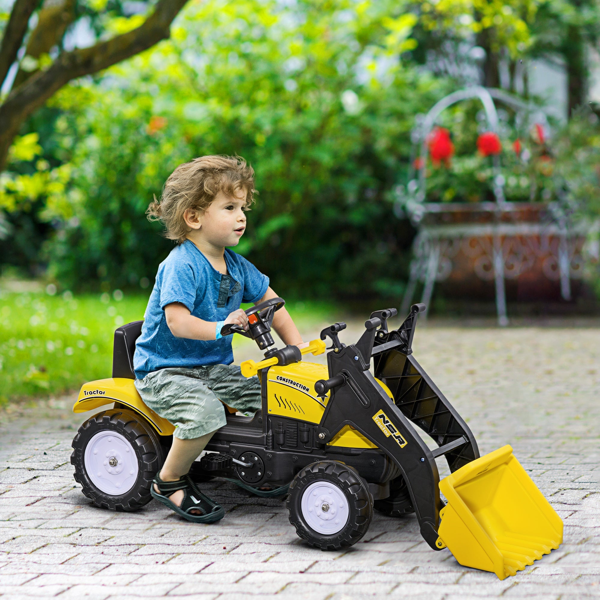 Escavatore A Pedali per Bambini con Ruspa Giallo